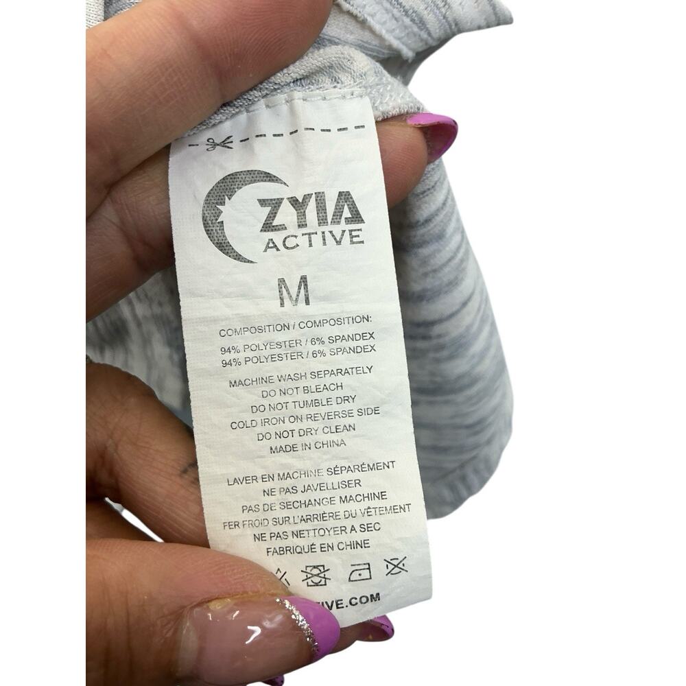 ZYIA Active Gray Ash Split Back Long Sleeve Tee Reflective Women's Sz. Medium - Picture 14 of 15